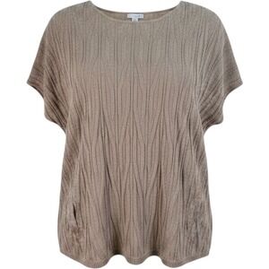 J.Jill Pure Jill Women's Medium Brown Wool Blend Textured Knit Poncho Sweater